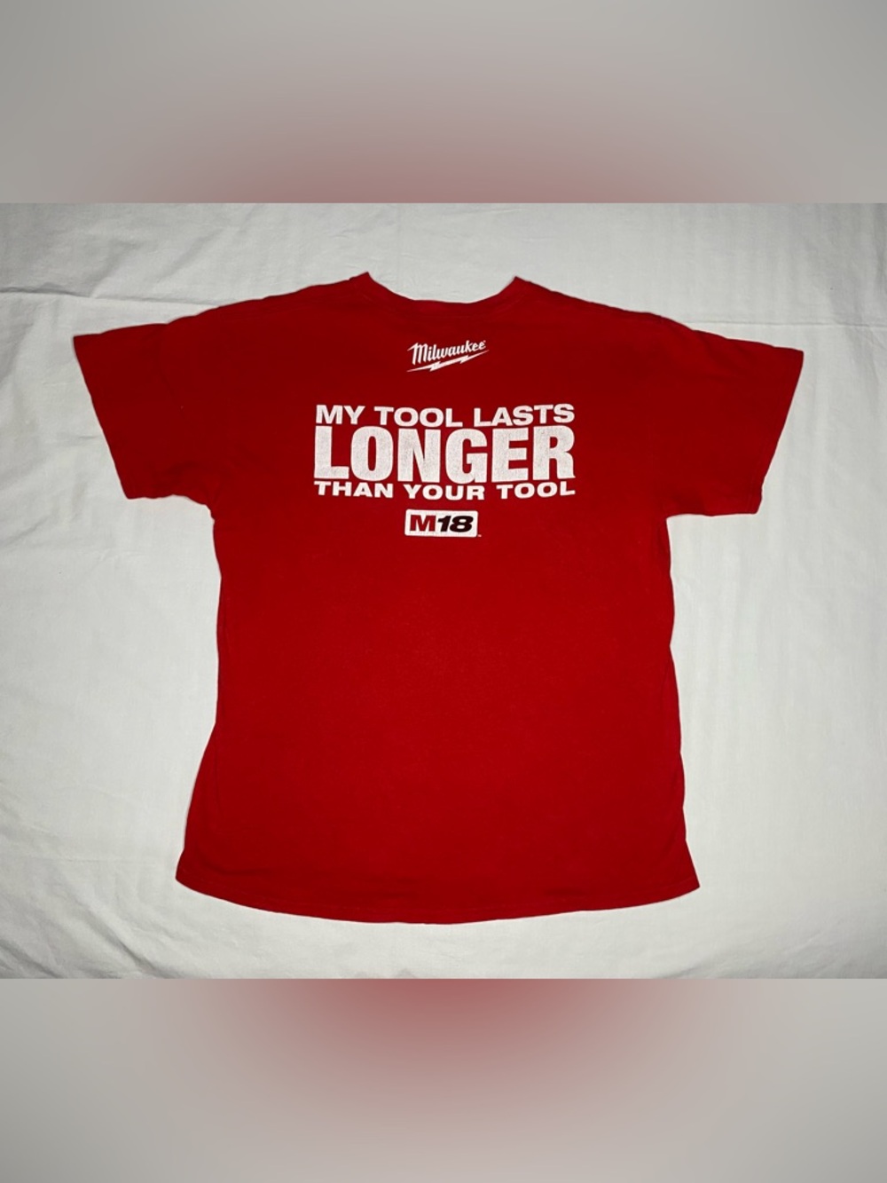 Milwaukee Tools Men's T-Shirt Cotton Red “My Tool Last Longer Than Your Tool”